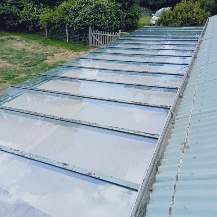 Clear verandah roof panels after cleaning