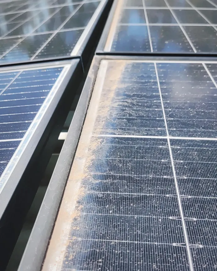 Solar panel coated in dust and grime